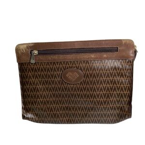 Mario Valentino Vintage Brown V-Pattern Clutch
